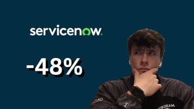 ServiceNow Stock logo with the number -48% below.