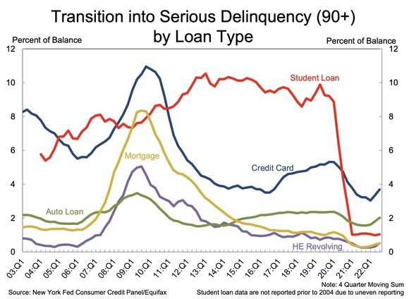 Chart showing serious delinquency rate by loan type.