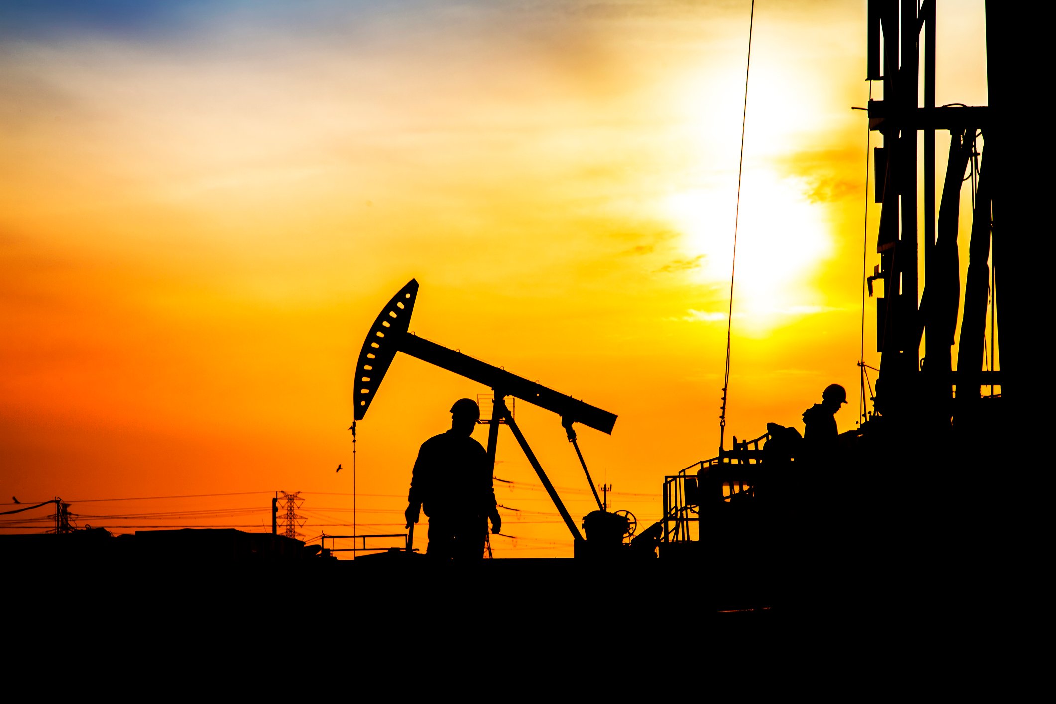 Workers on an oil field