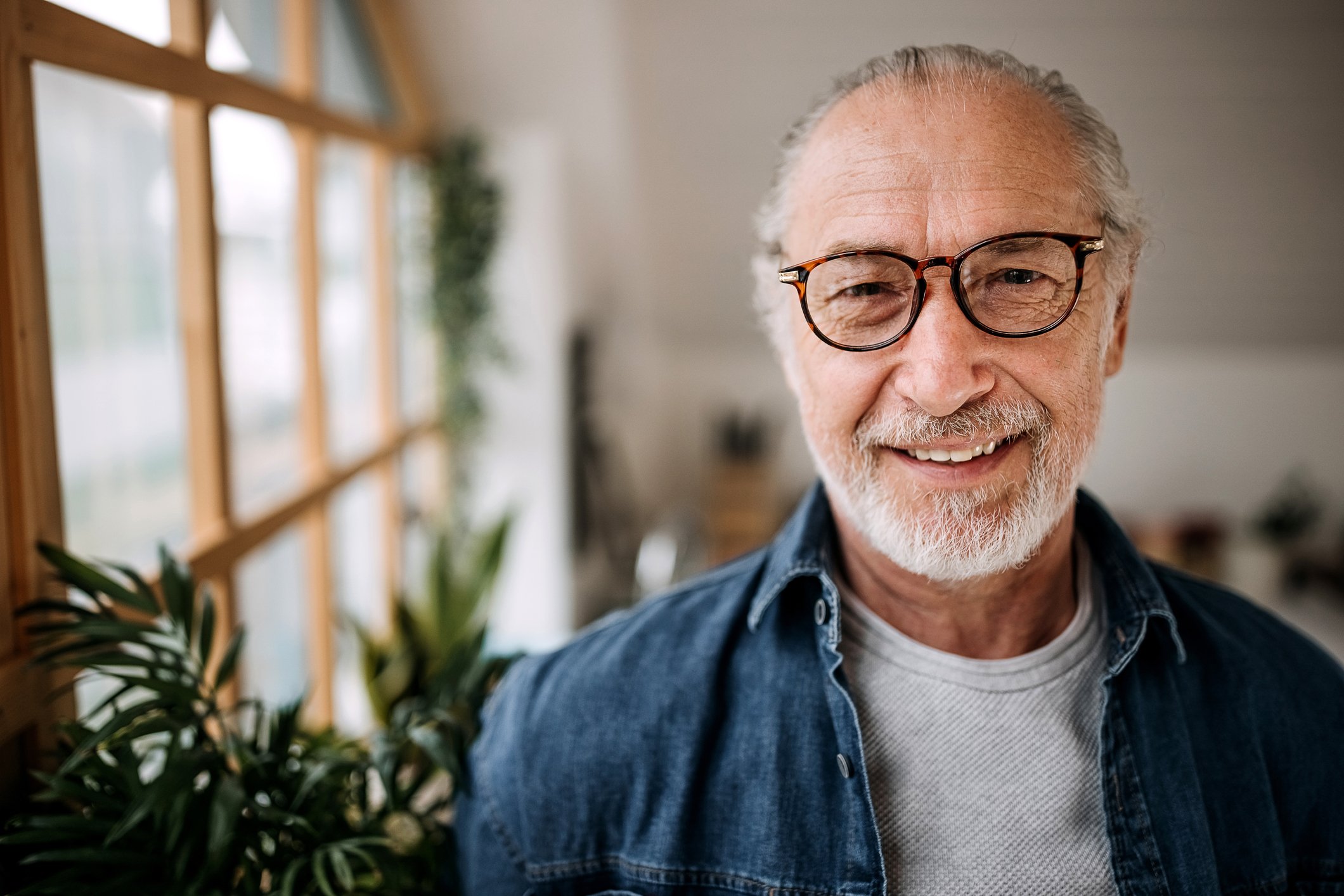 A retiree smiling.