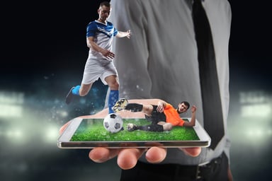 soccer action above a mobile device