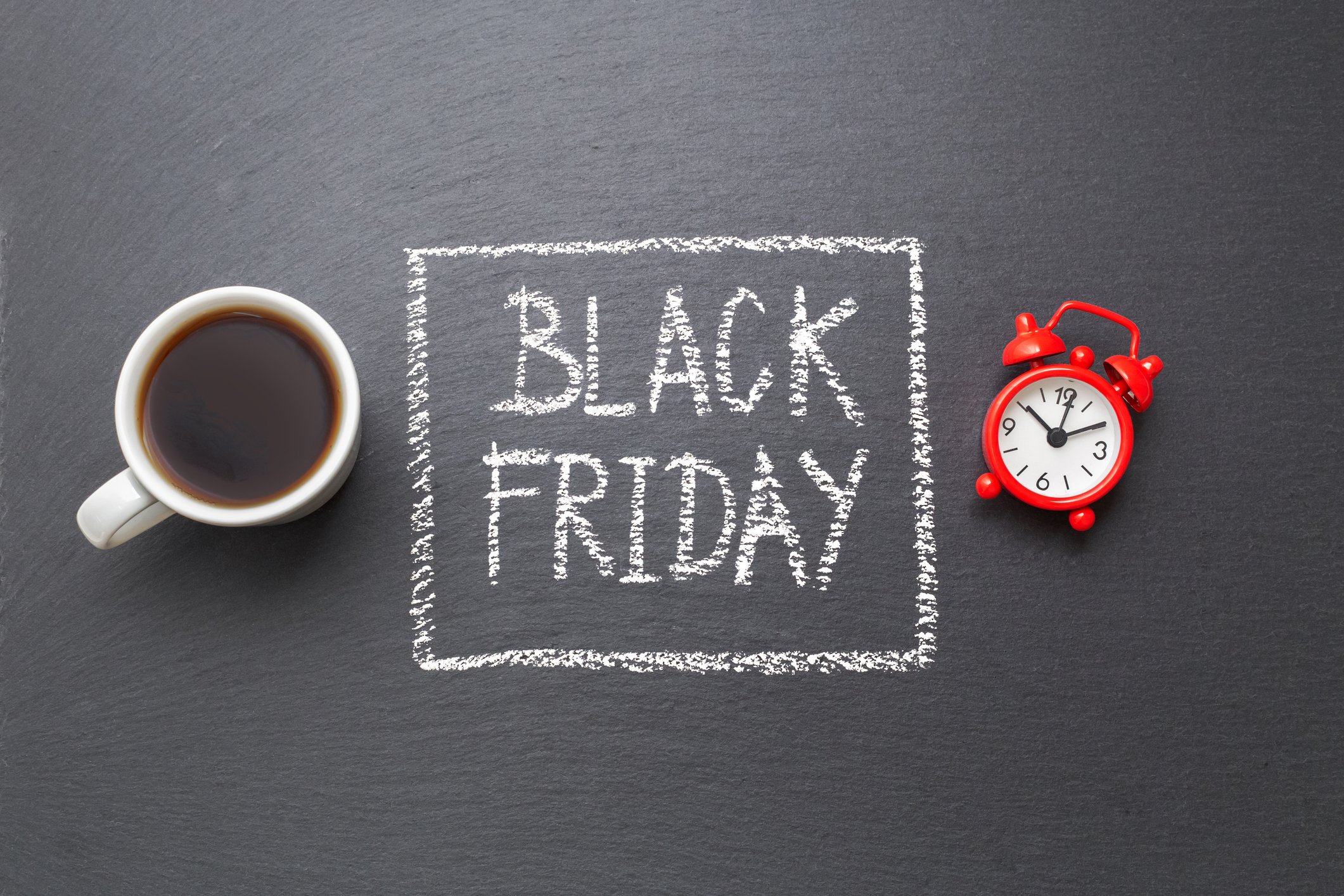 holiday black friday clock coffee chalkboard