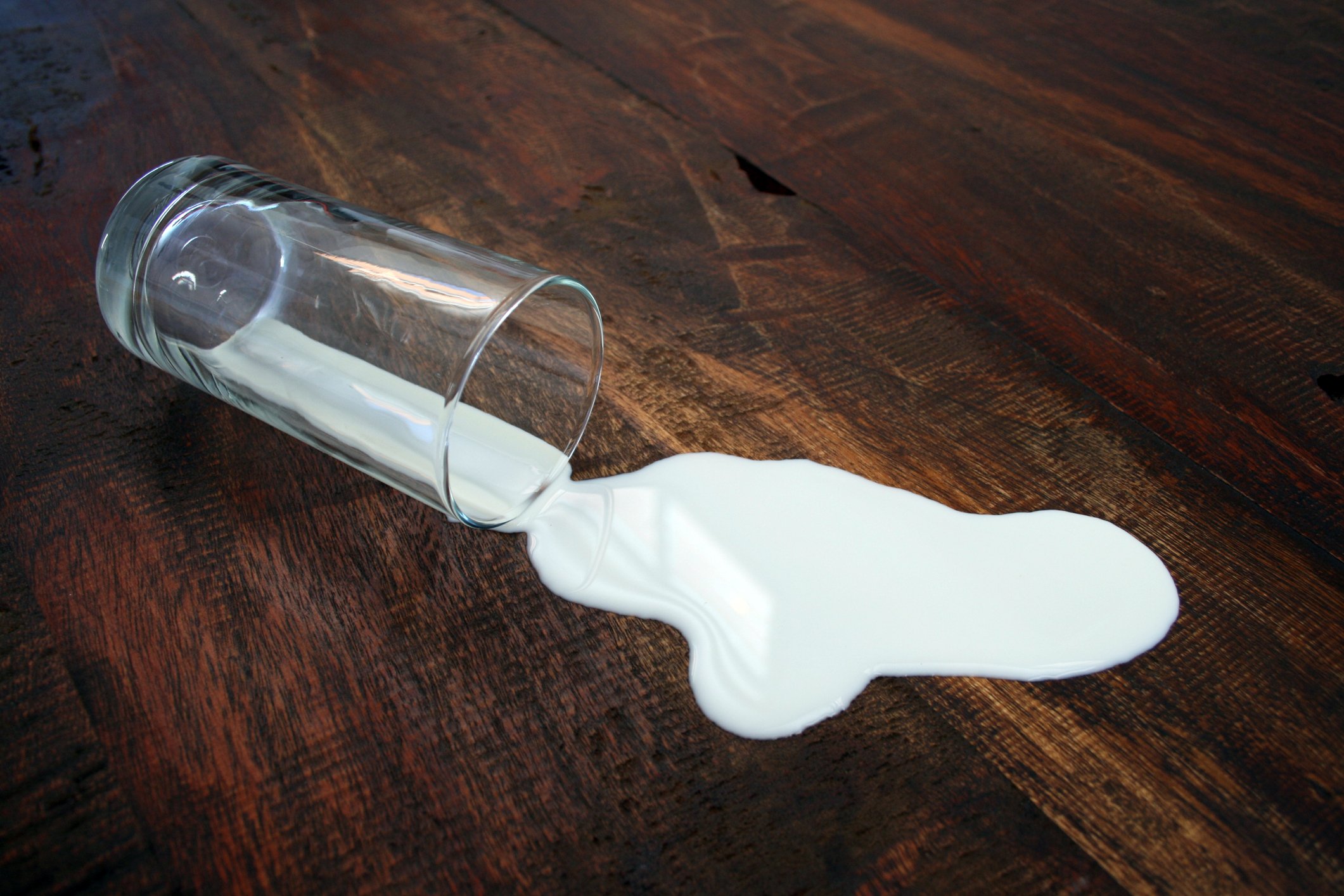 Glass of spilt milk.