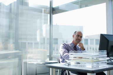 A person at a desk in office