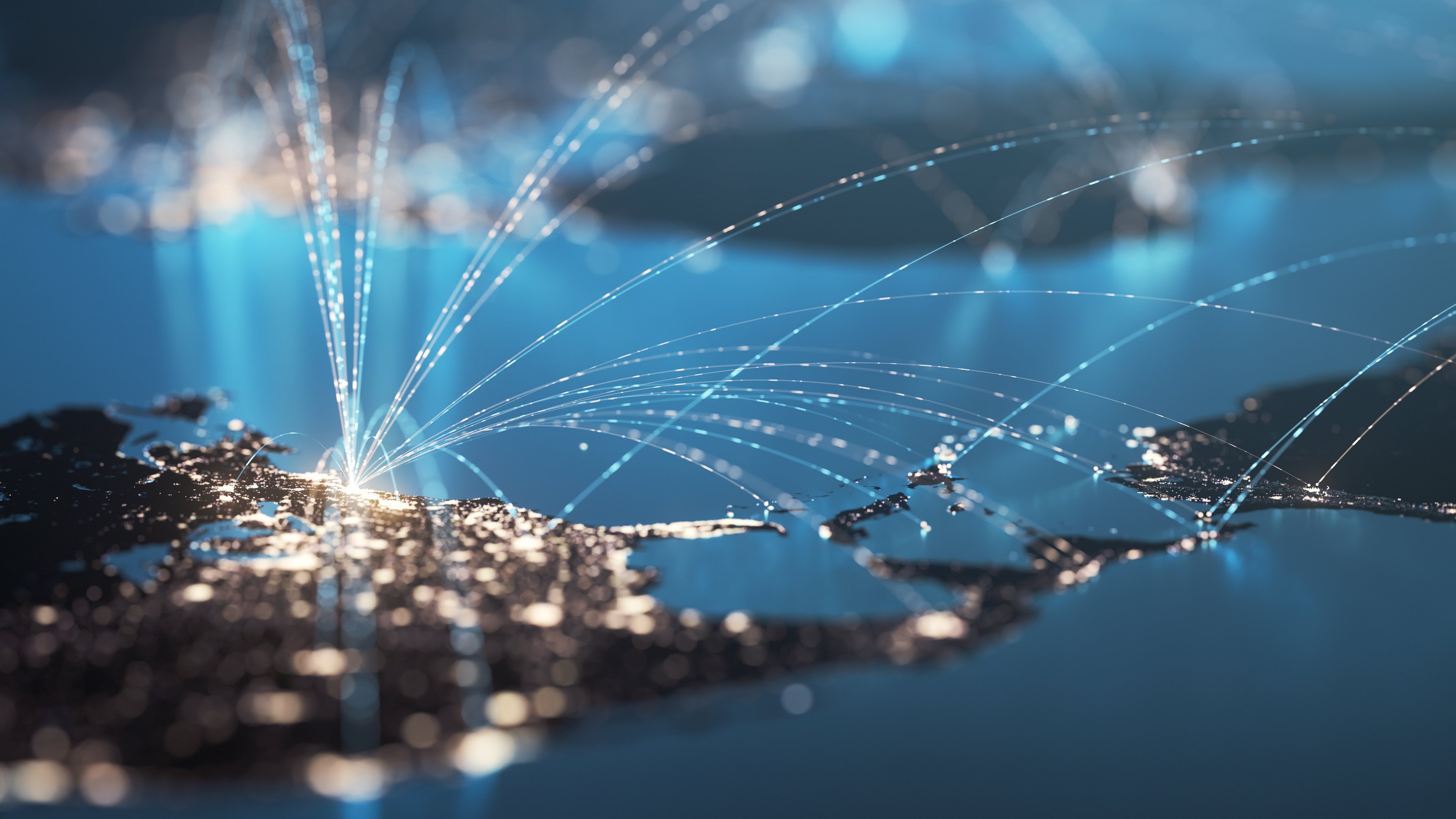 Lines connecting different points on a map.