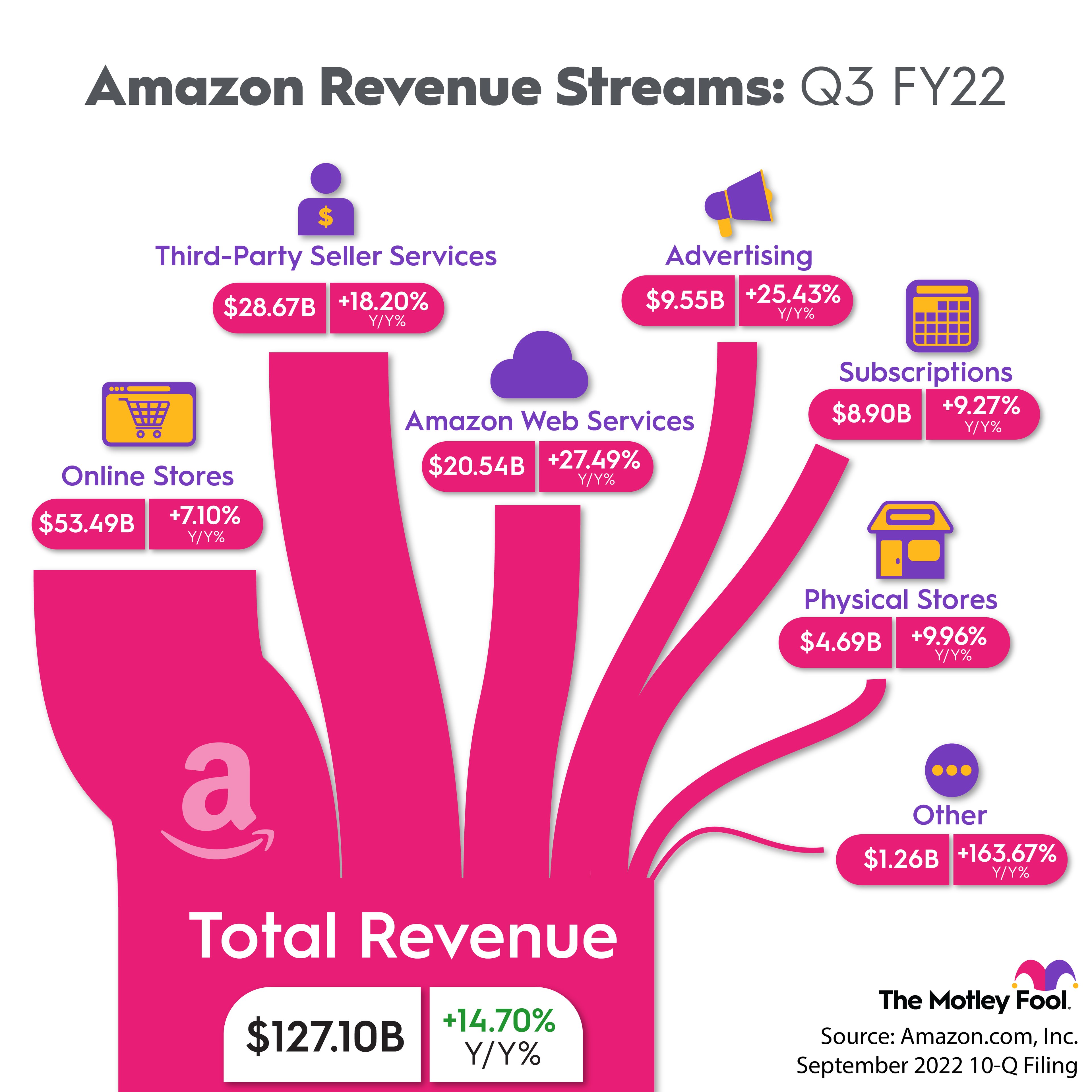 A graphical representation of Amazon's various revenue streams.