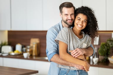 couple happy in kitchen