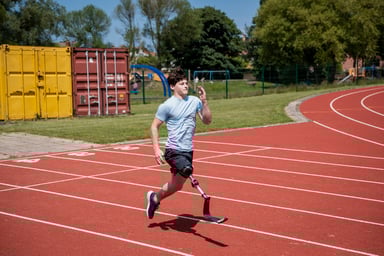 amputee athlete running training working out