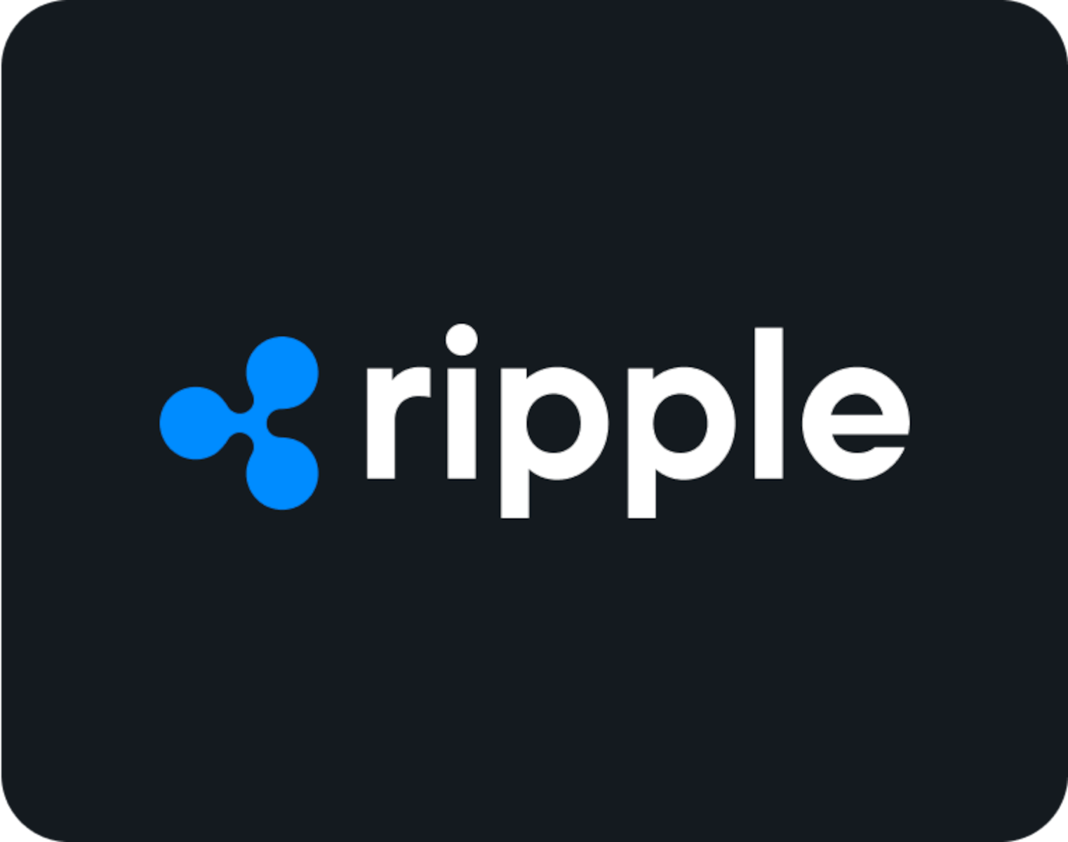 Official Ripple logo, white text and blue symbol on a black background.