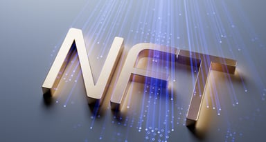 NFT gold lettering on background