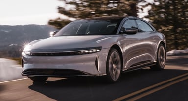 Lucid Air on scenic highway
