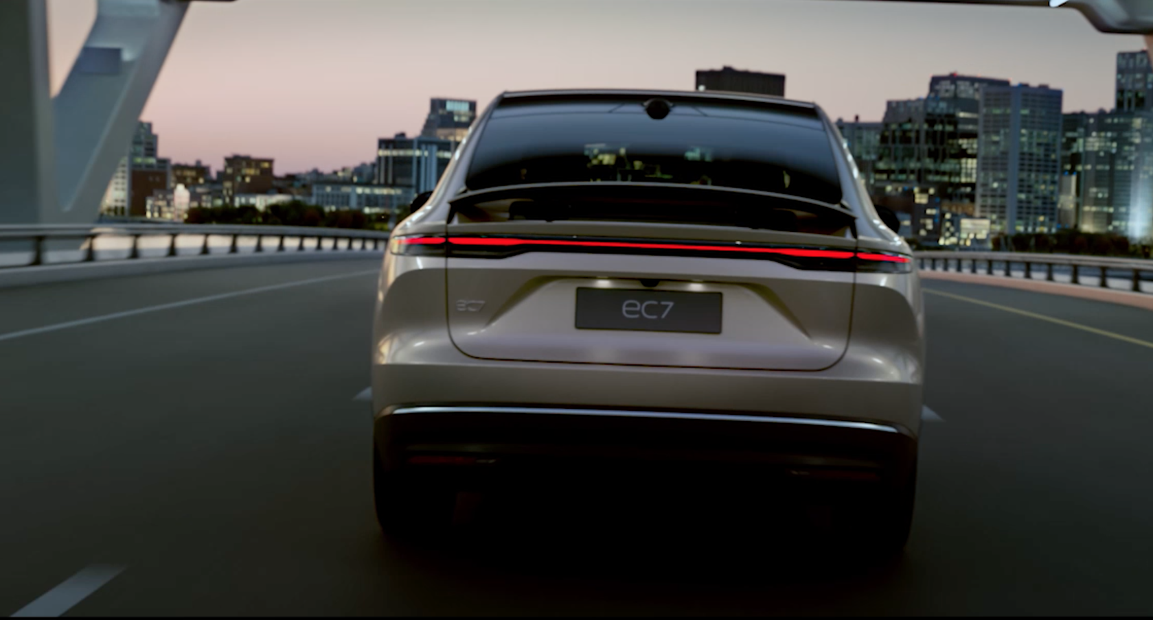 View of Nio EC7 Coupe from behind. 