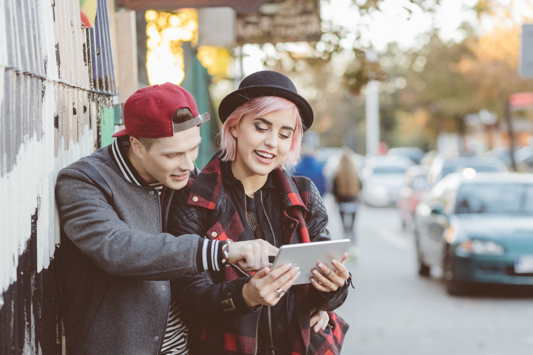 Rebels smiling at tablet computer