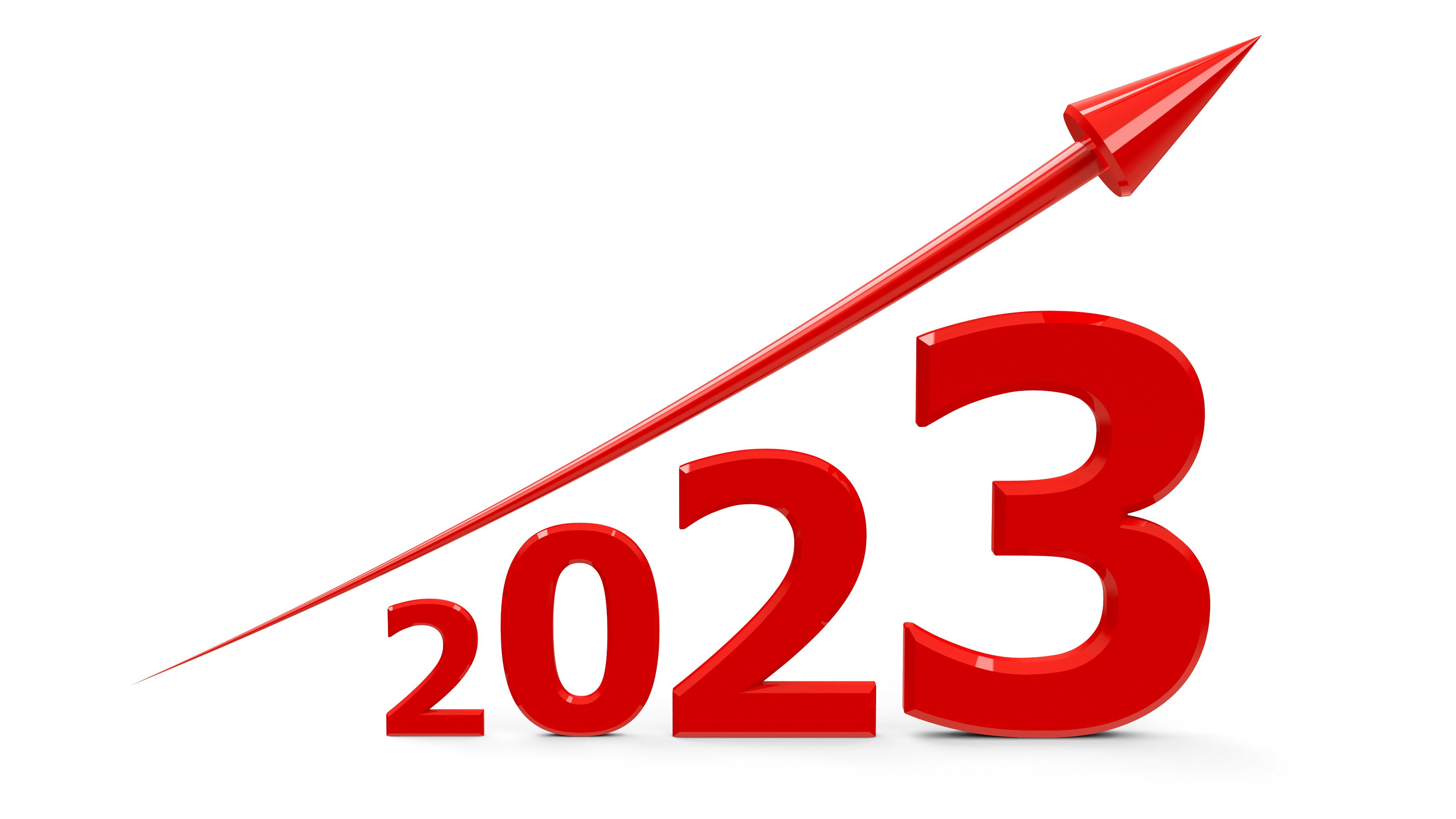 A red arrow over 2023 pointing upwards