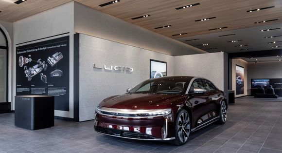 Lucid Air in showroom. 