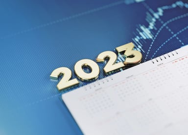 2023 sitting on white calendar