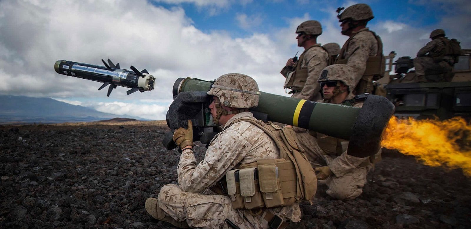 Javelin missile being fired.