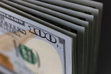closeup of hundred dollar bills