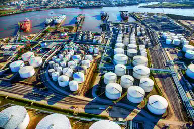 Oil Refinery and Fuel Storage Tanks