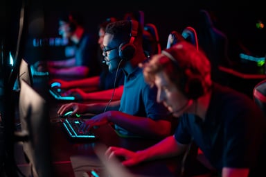 Young people playing a video game.