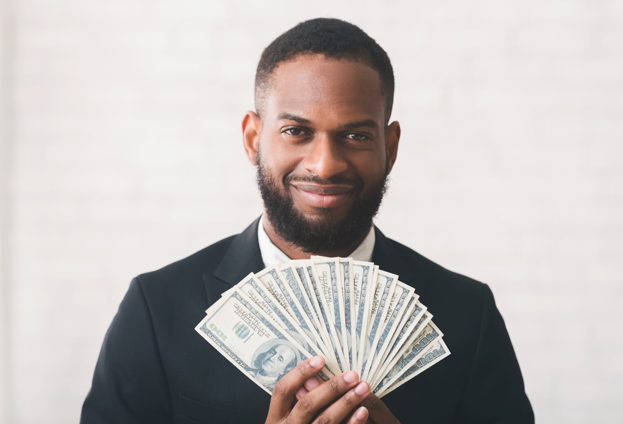 happy with cash fanned out money