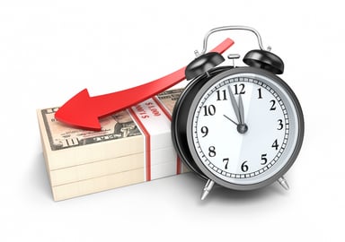 clock arrow down money dividends investment