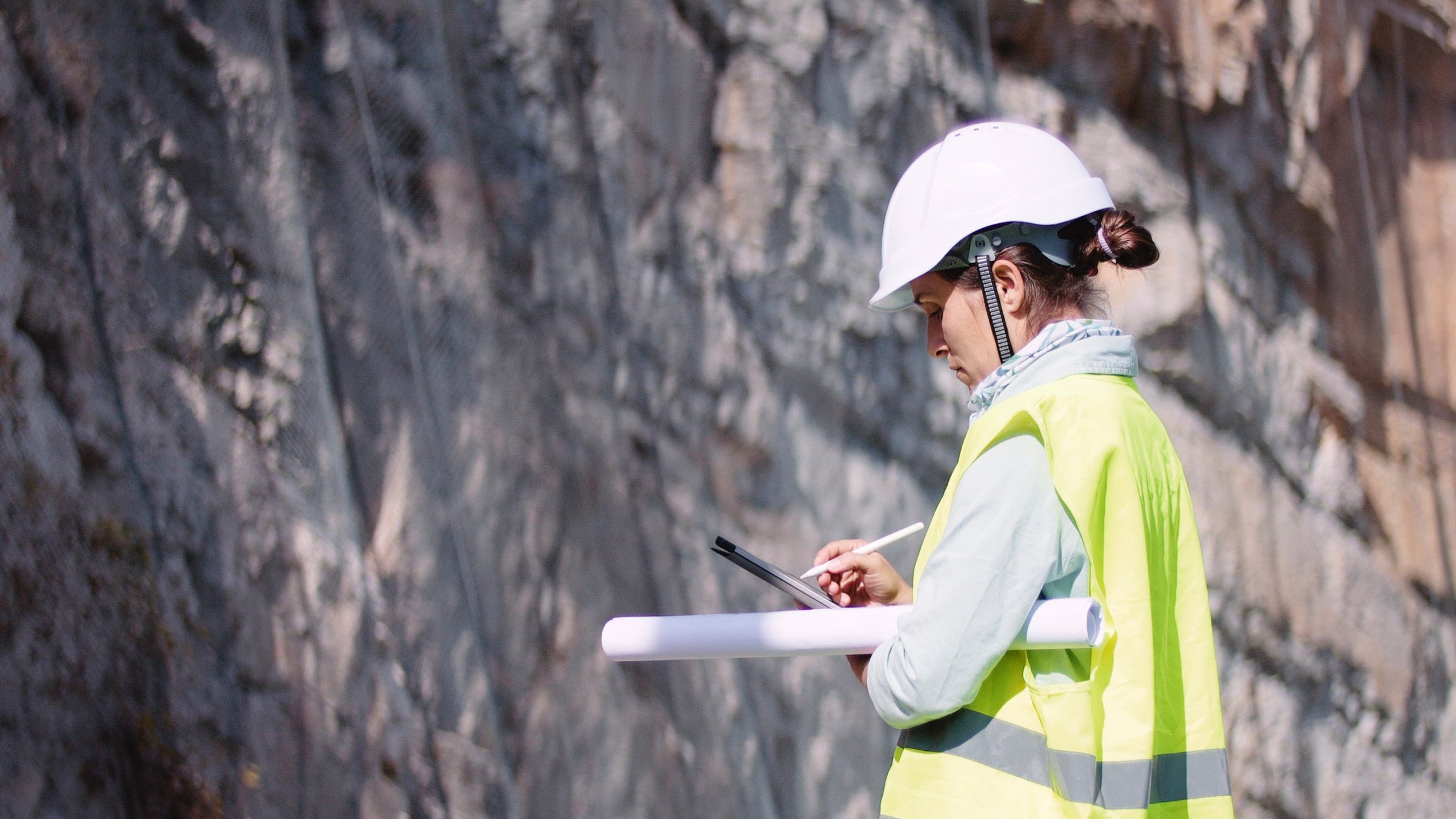 An engineer works at a mine site.