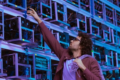 computer engineer working at ethereum mining farm