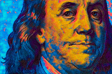 Benjamin Franklin on a hundred-dollar bill.