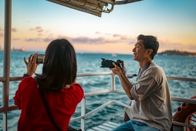 couple enjoys sunset cruise
