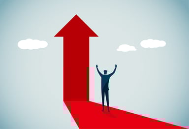 Person cheers arrow shooting higher