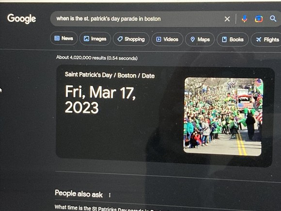 A Google search showing a wrong answer