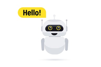Picture of a white humanoid robot saying hello