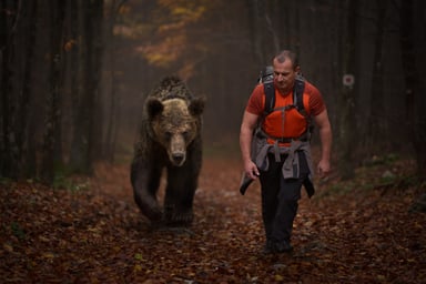 bear market hiking with man dangerous