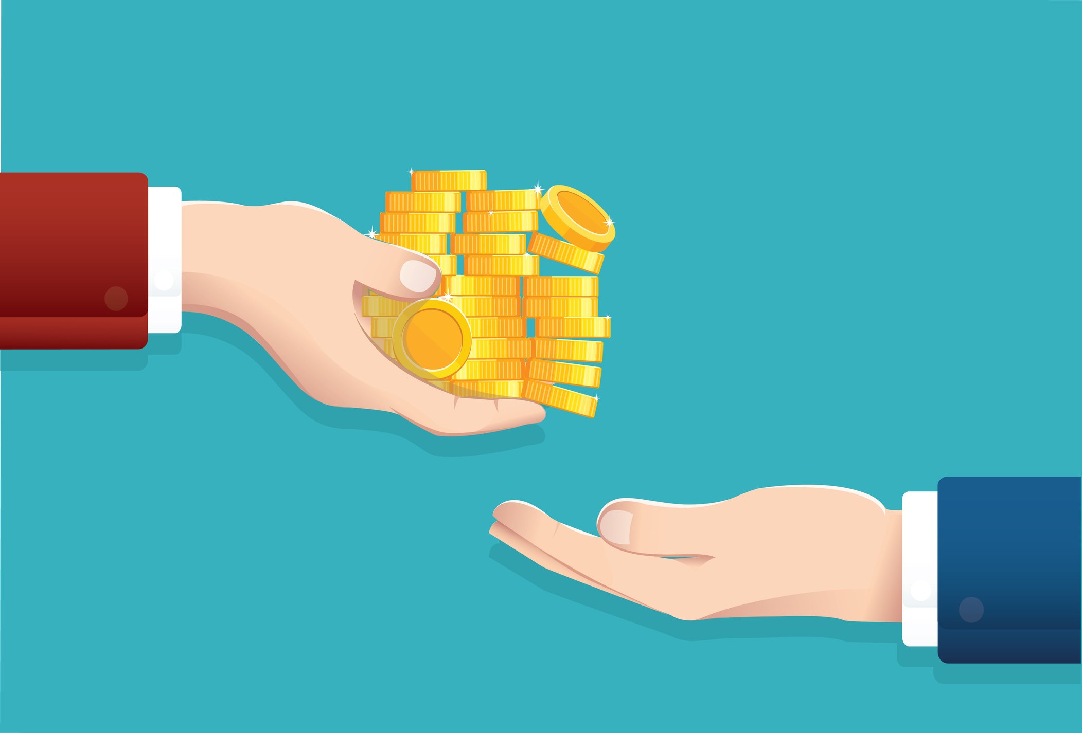 handing over golden coins