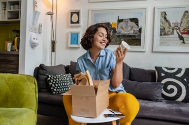 e-commerce shopping getting a package amazon