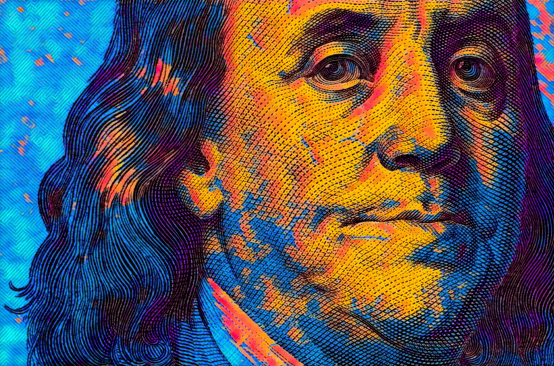 Benjamin Franklin's face from the hundred-dollar bill.