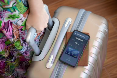 suitcase eticket smartphone travel