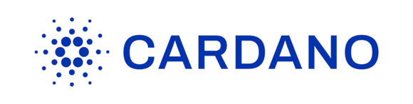 Cardano logo, blue on white background.