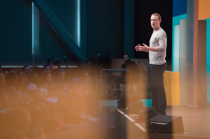 Meta CEO Mark Zuckerberg speaking at a conference.