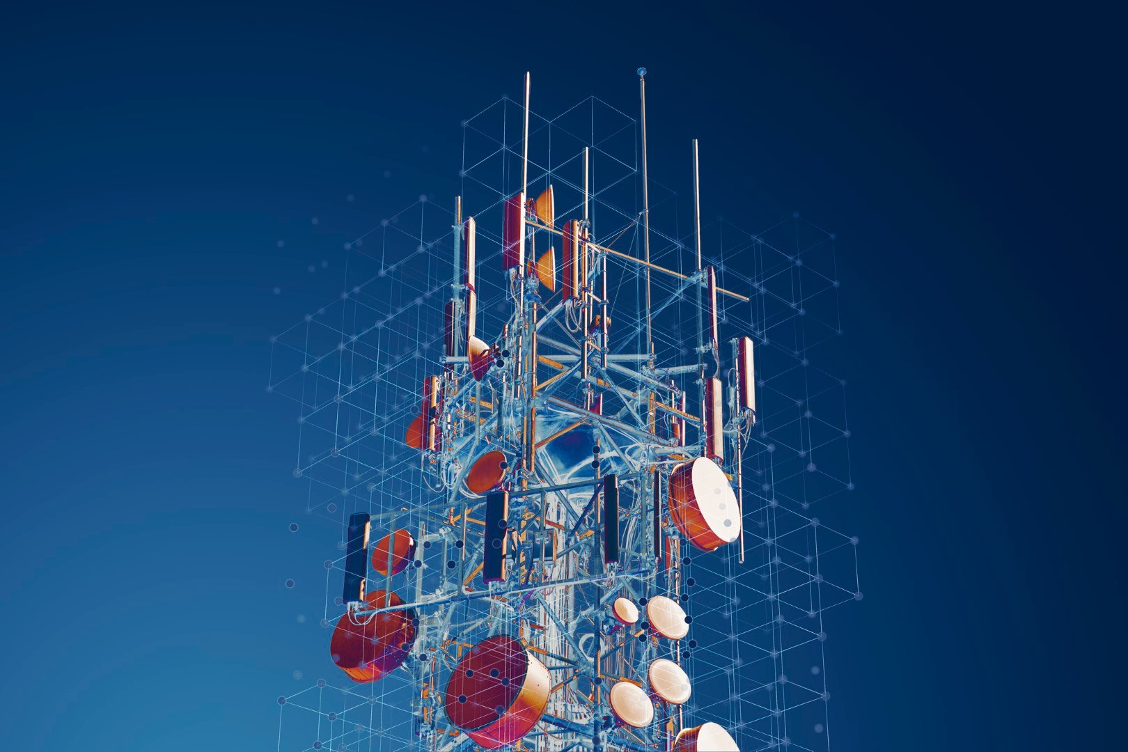 Telecommunication tower with connection points 5G