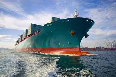 A container ship on the water