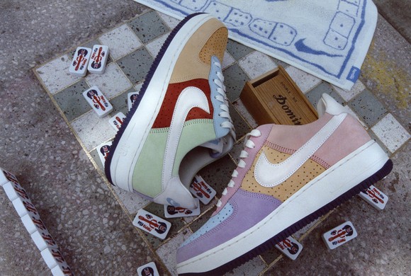 A pair of Nike sneakers.