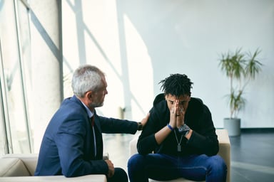 Person being comforted during therapy