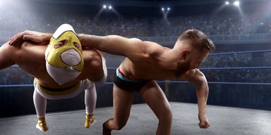 2 pro wrestlers in the ring