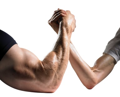 2 arms wresting, strong v weak