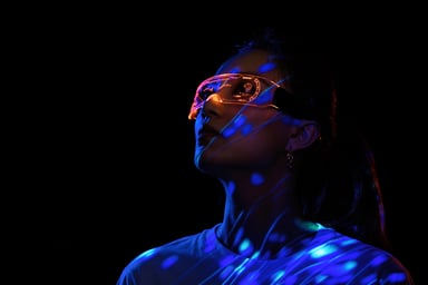 A person wearing AR glasses.