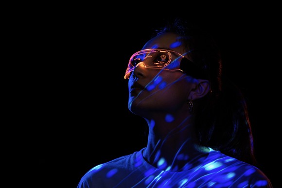 A person wearing AR glasses.