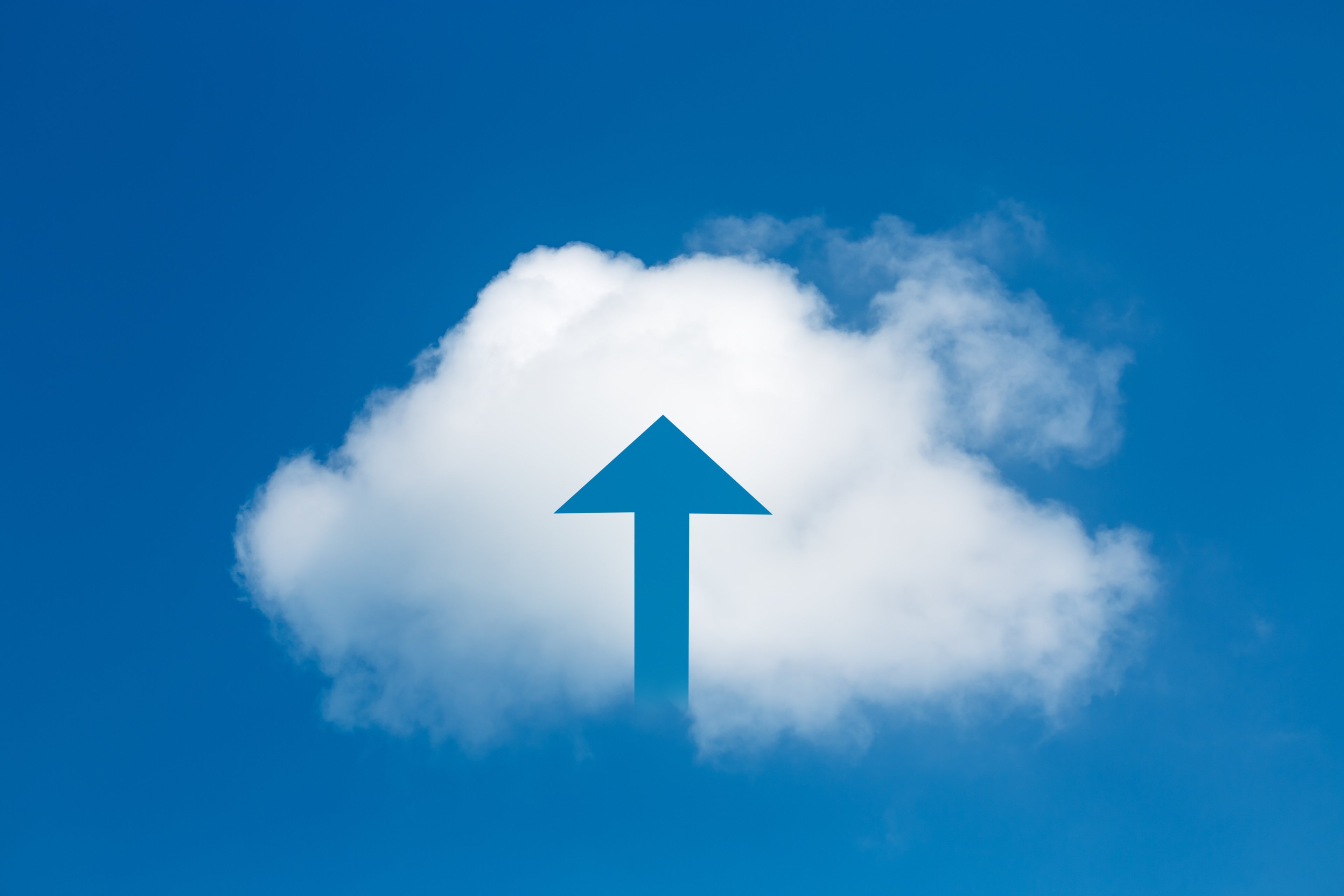 A cloud with an arrow pointing up inside it.