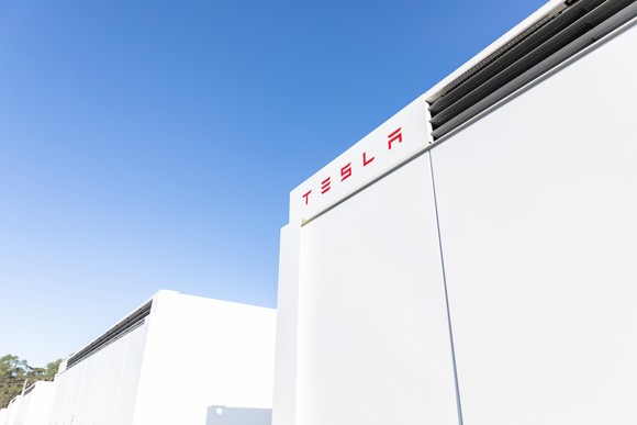 Tesla megapack battery storage units. 